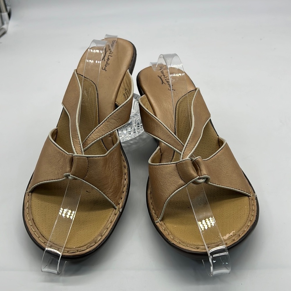 Brown's Landing Tan leather Slip On Sandals size 11